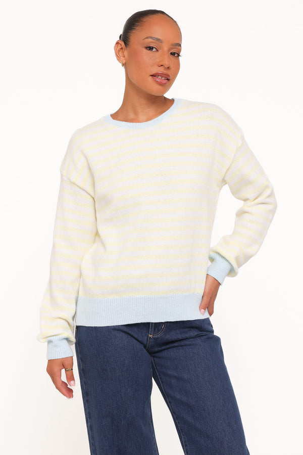 KNITWEAR Gloria Relaxed Sweater - Yellow Stripe