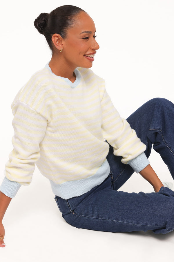 KNITWEAR Gloria Relaxed Sweater - Yellow Stripe