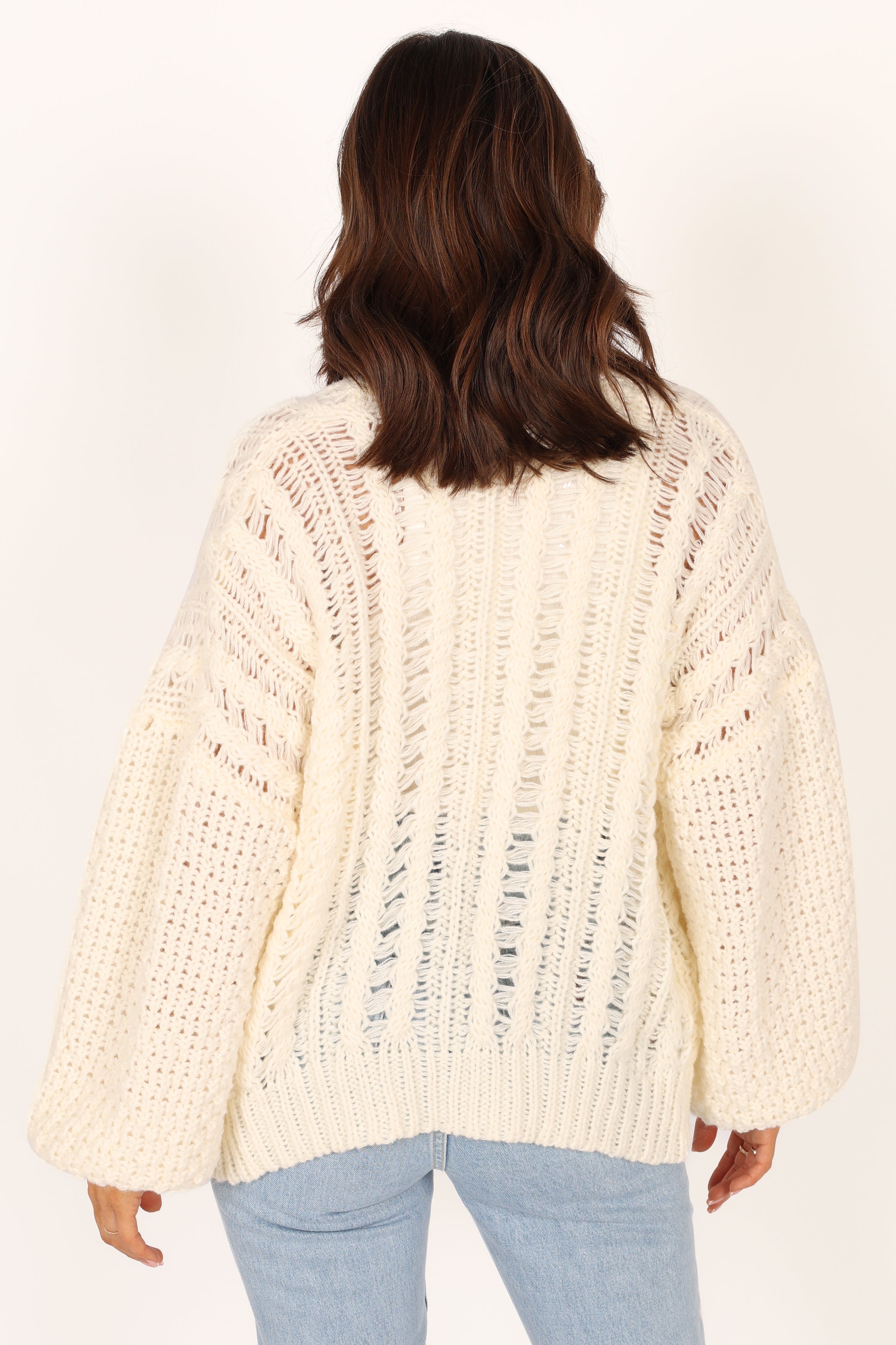 KNITWEAR @Hailey Oversized Sleeve Cardigan - Cream