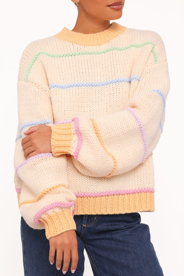 KNITWEAR Hamilton Texture Stripe Sweater - Cream Multi