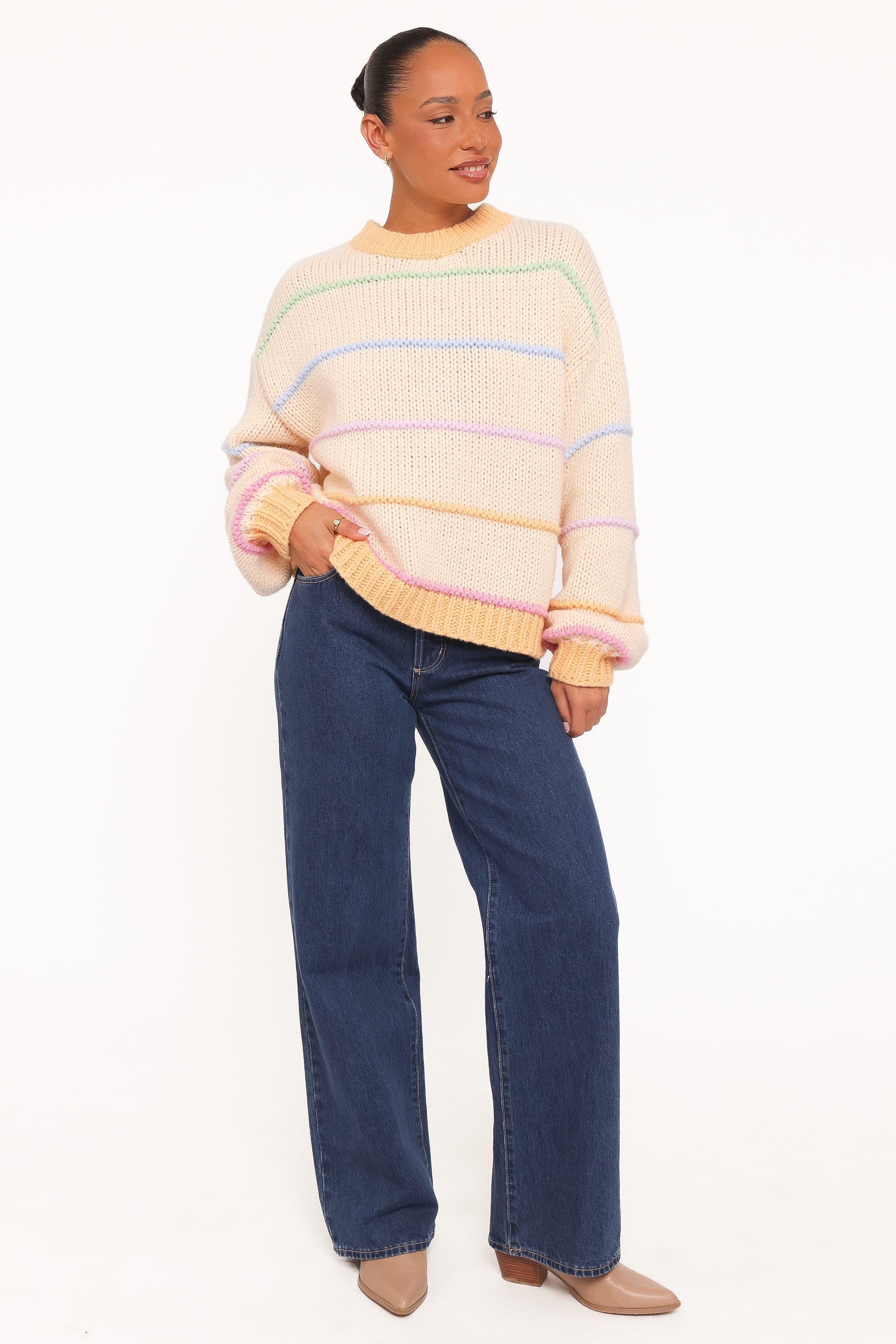 KNITWEAR Hamilton Texture Stripe Sweater - Cream Multi