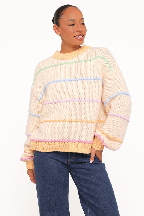 KNITWEAR Hamilton Texture Stripe Sweater - Cream Multi