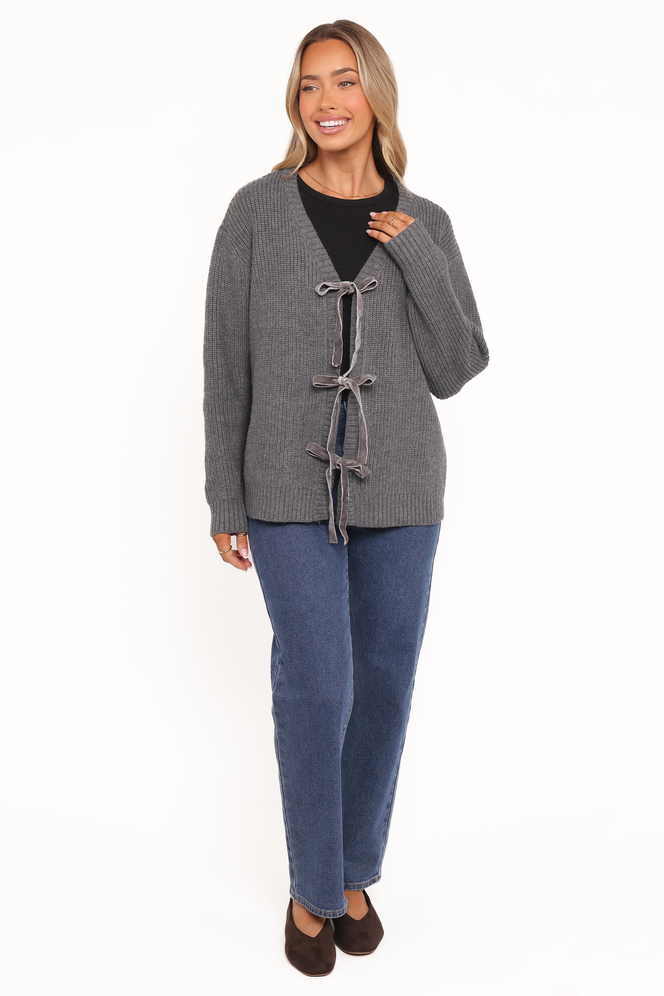 KNITWEAR Hammond Tie Up Cardigan - Grey