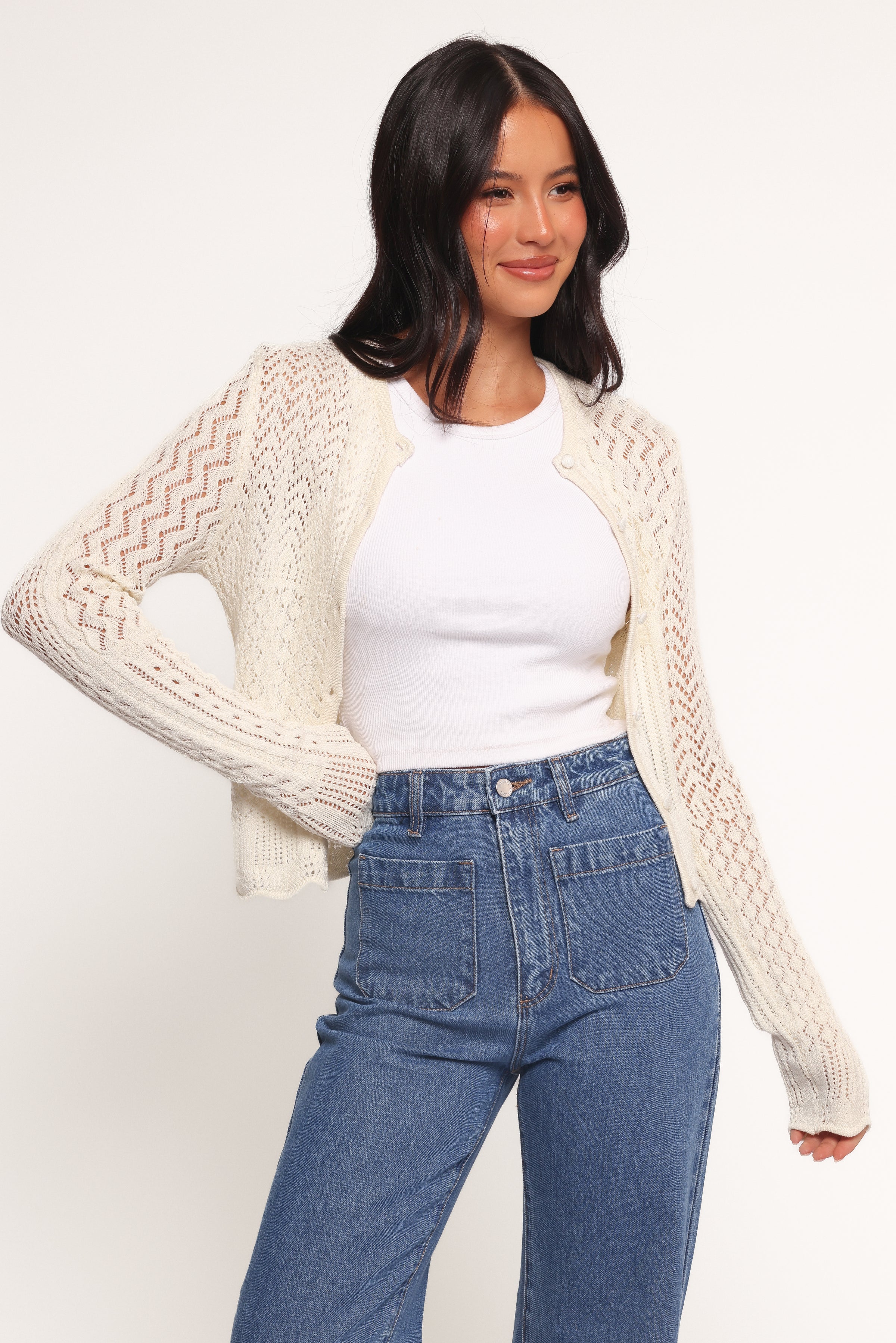 KNITWEAR Hartley Multi Weave Knit Sweater - Cream