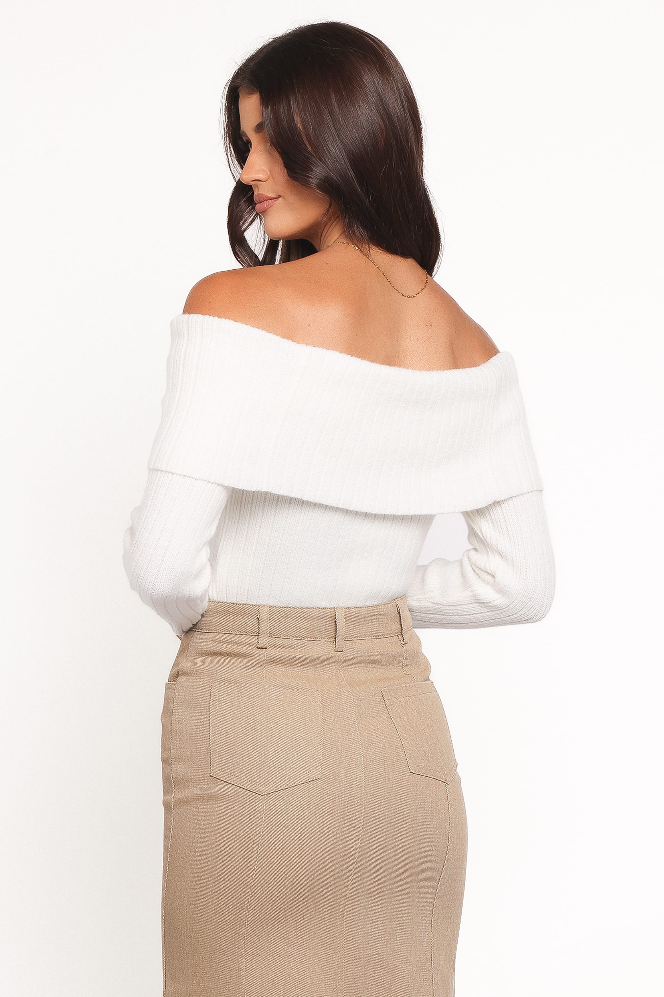KNITWEAR Helene Bow Off Shoulder Knit Sweater - Ivory
