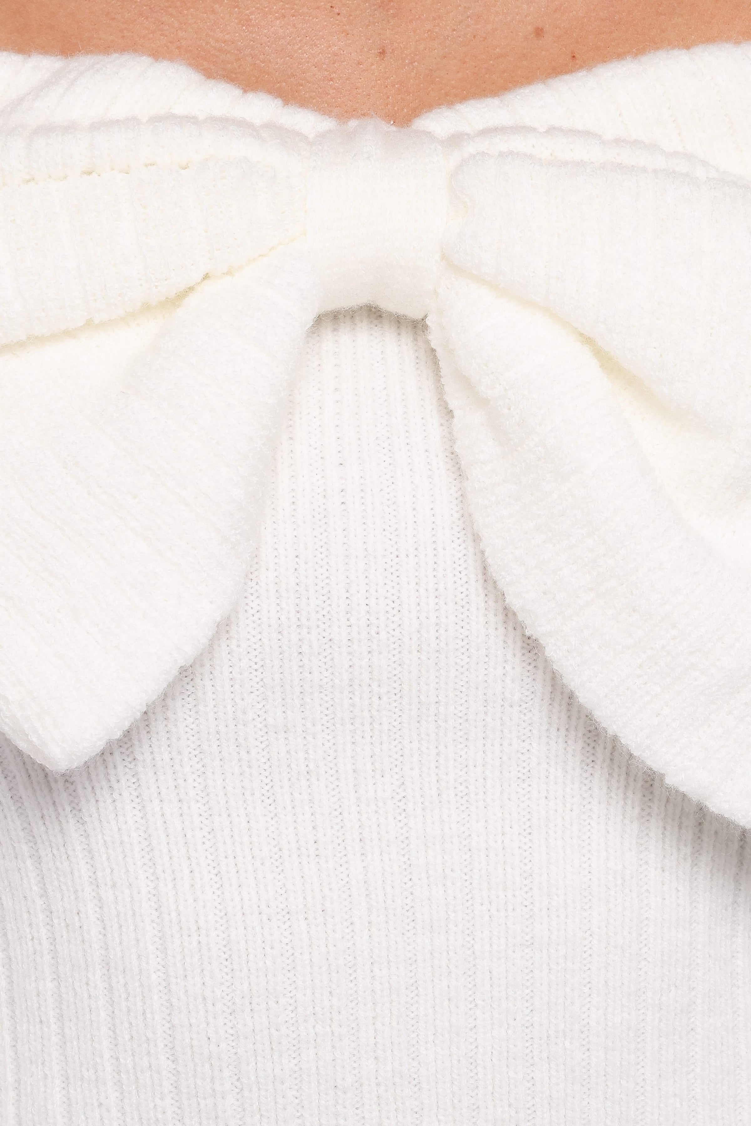 KNITWEAR Helene Bow Off Shoulder Knit Sweater - Ivory