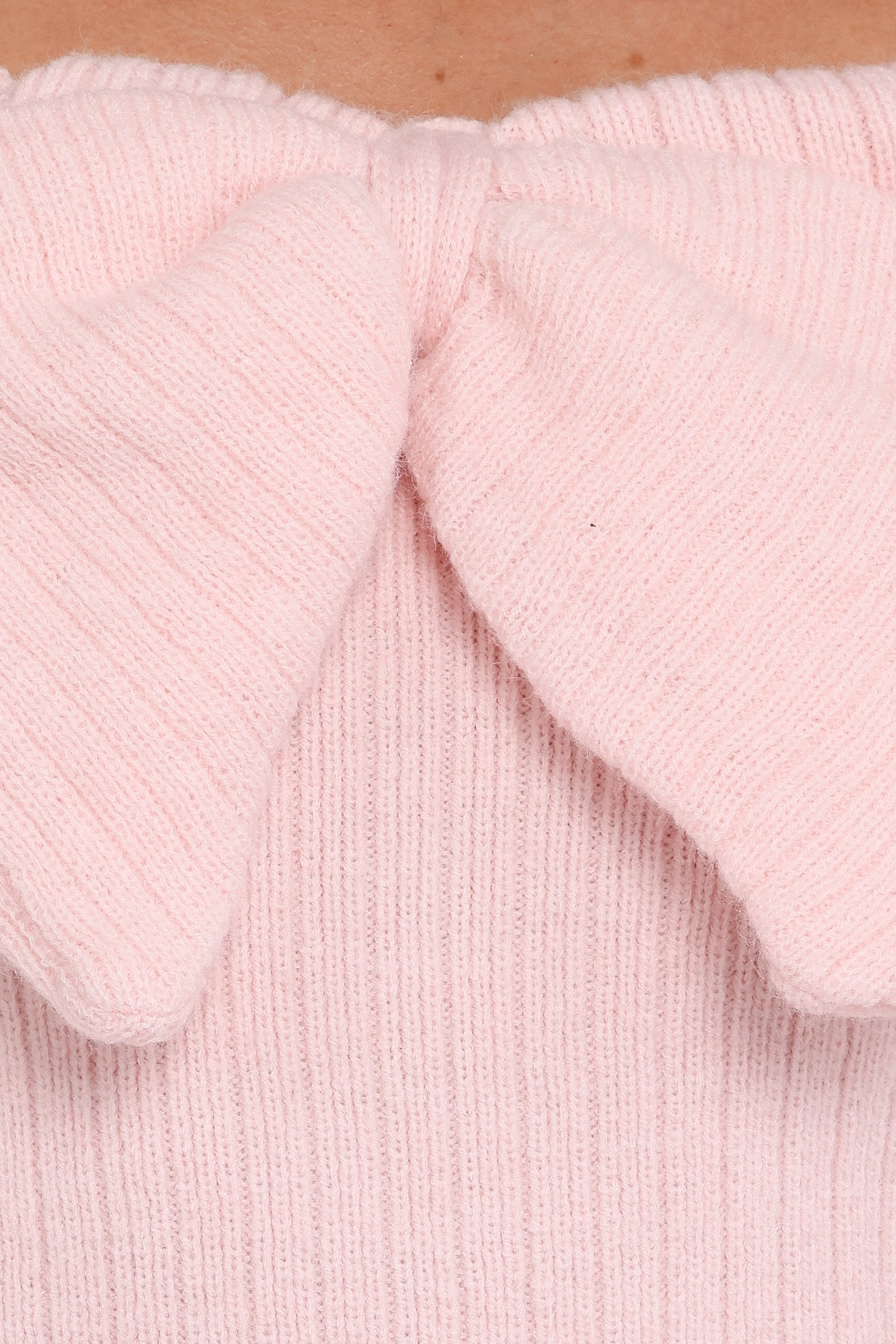 KNITWEAR Helene Bow Off Shoulder Knit Sweater - Pink