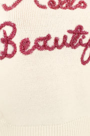 KNITWEAR @Hello Beautiful Short Sleeve Knit Sweater - White
