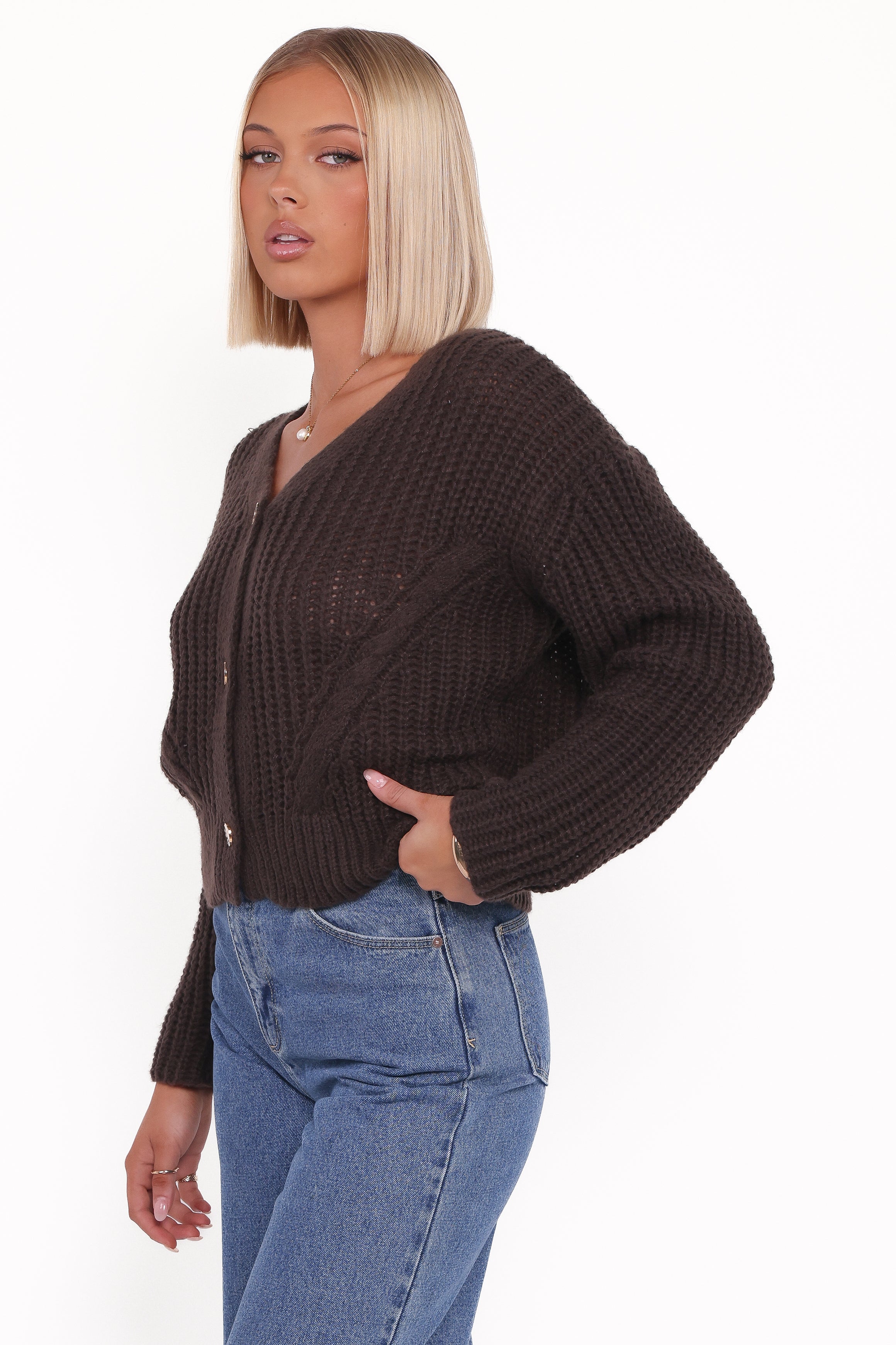 KNITWEAR Henderson Thick Knit Cardigan - Brown
