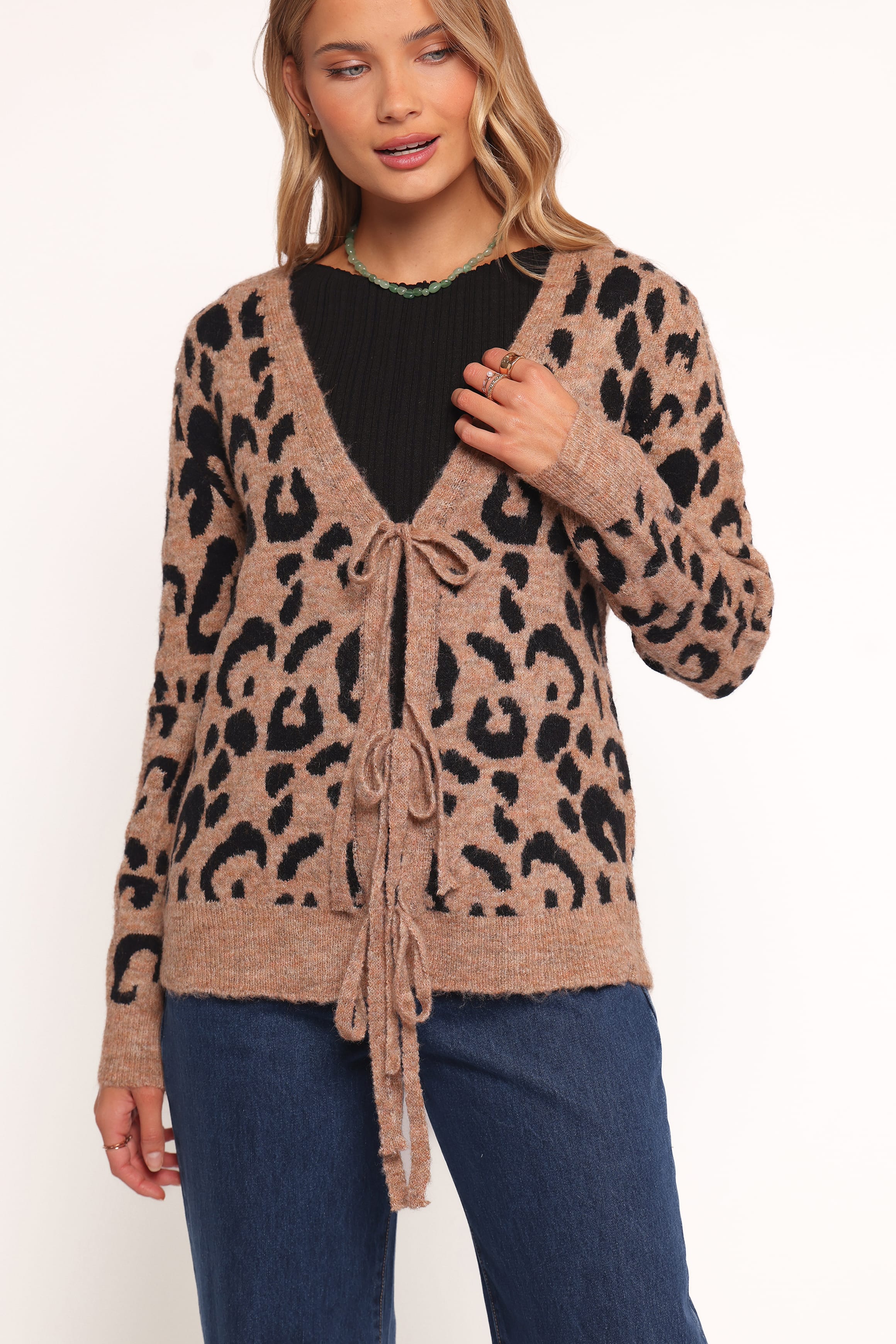 KNITWEAR Hudson Tie Front Cardigan - Leopard