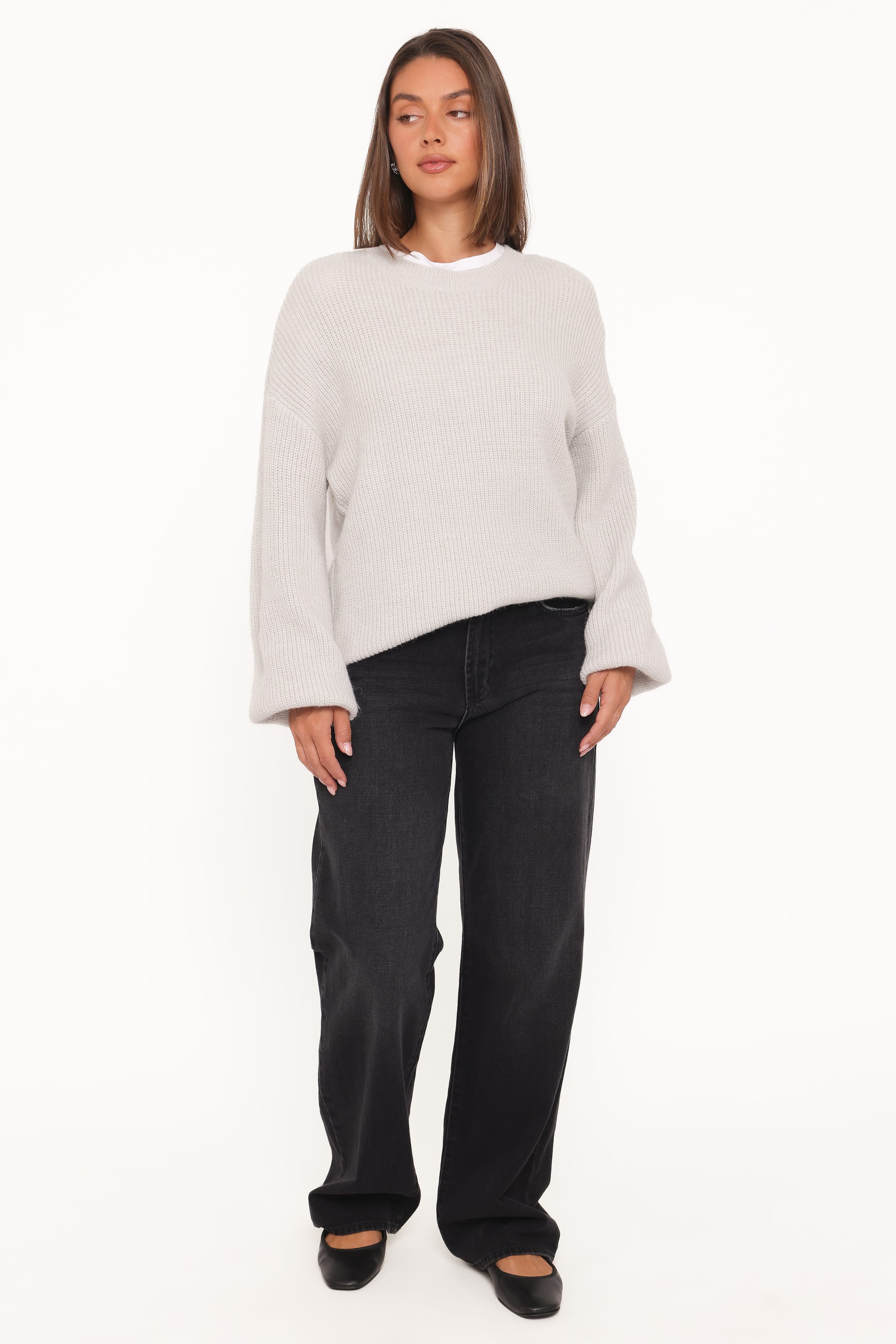 KNITWEAR Indra Waffle Sweater - Light Grey
