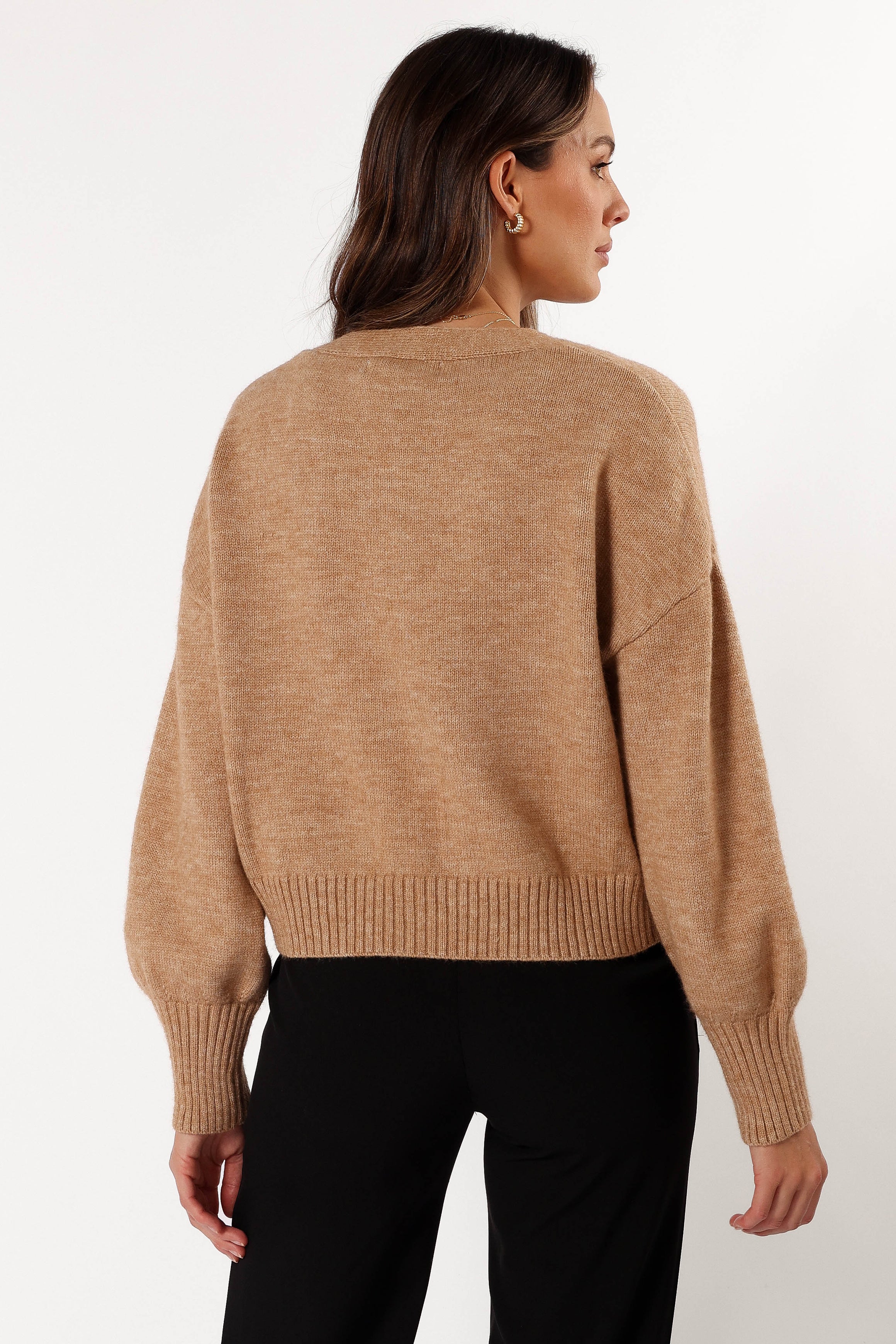 KNITWEAR Isabel Button Front Cardigan - Beige