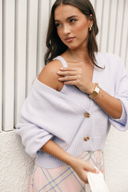 KNITWEAR @Isabel Button Front Cardigan - Lilac (Hold for Cool Beginnings)