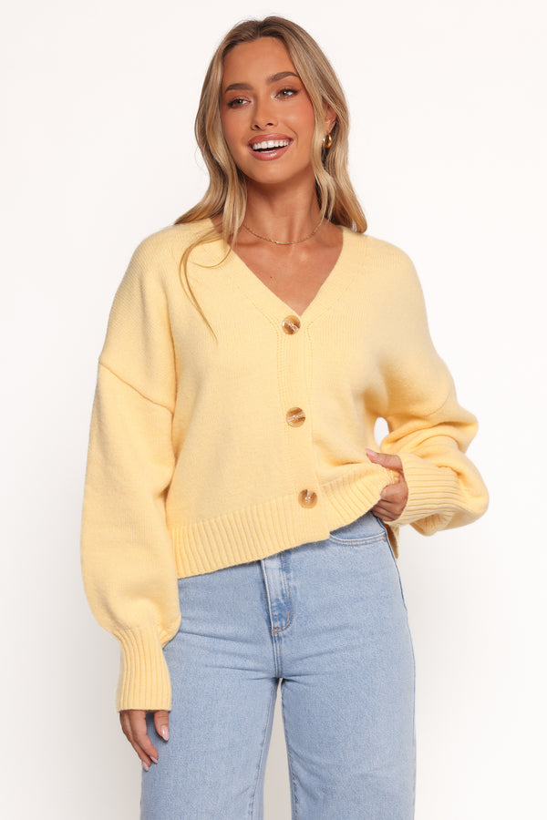 KNITWEAR Isabel Button Front Cardigan - Yellow