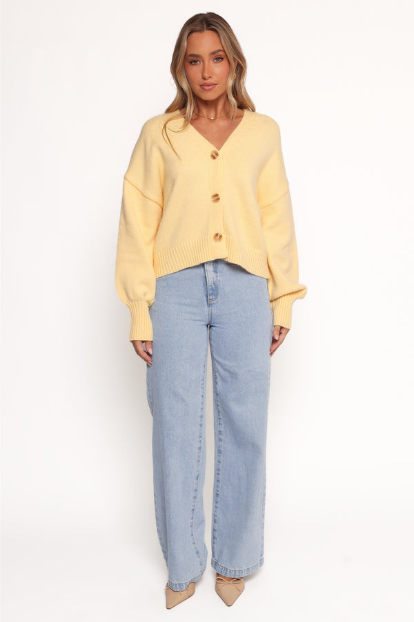 KNITWEAR Isabel Button Front Cardigan - Yellow