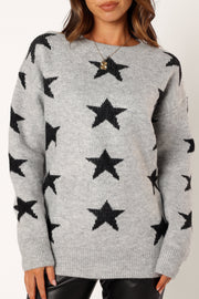 KNITWEAR @Janiyah Star Knit Sweater - Grey Black