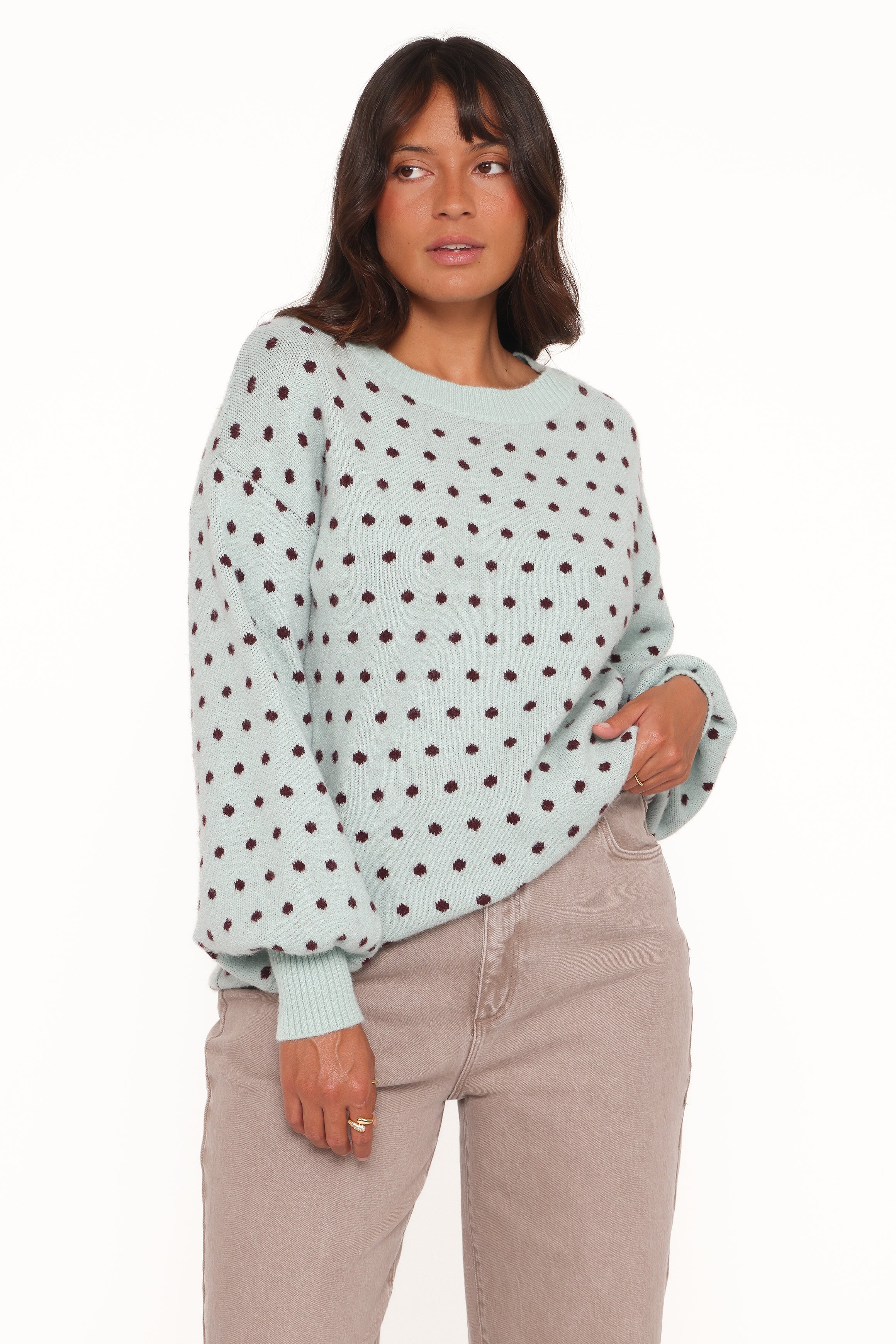 KNITWEAR Jax Knit Sweater - Blue Polka Dot