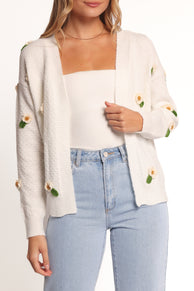 KNITWEAR Jazzie Ditsy Flower Cardigan - White