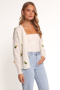 KNITWEAR Jazzie Ditsy Flower Cardigan - White