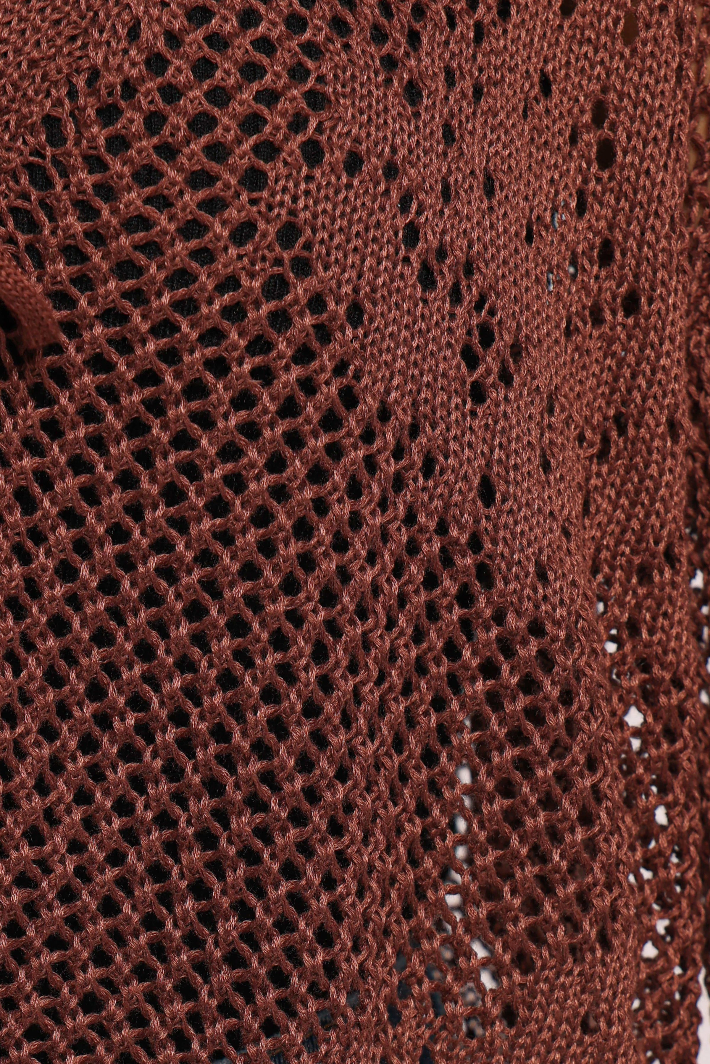 KNITWEAR Jeniper Tie Front Flower Cardigan - Brown
