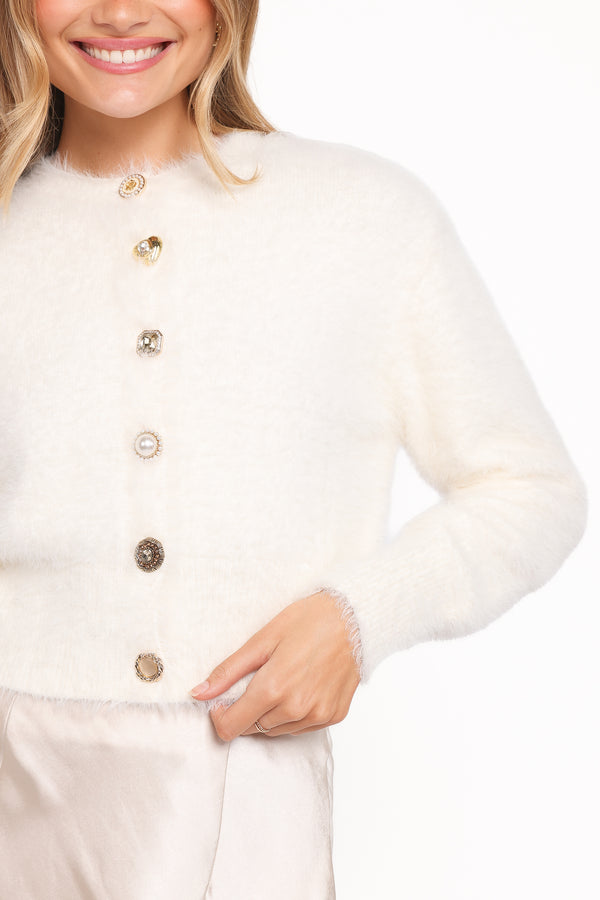 KNITWEAR Jintie Vintage Button Cardigan - Cream