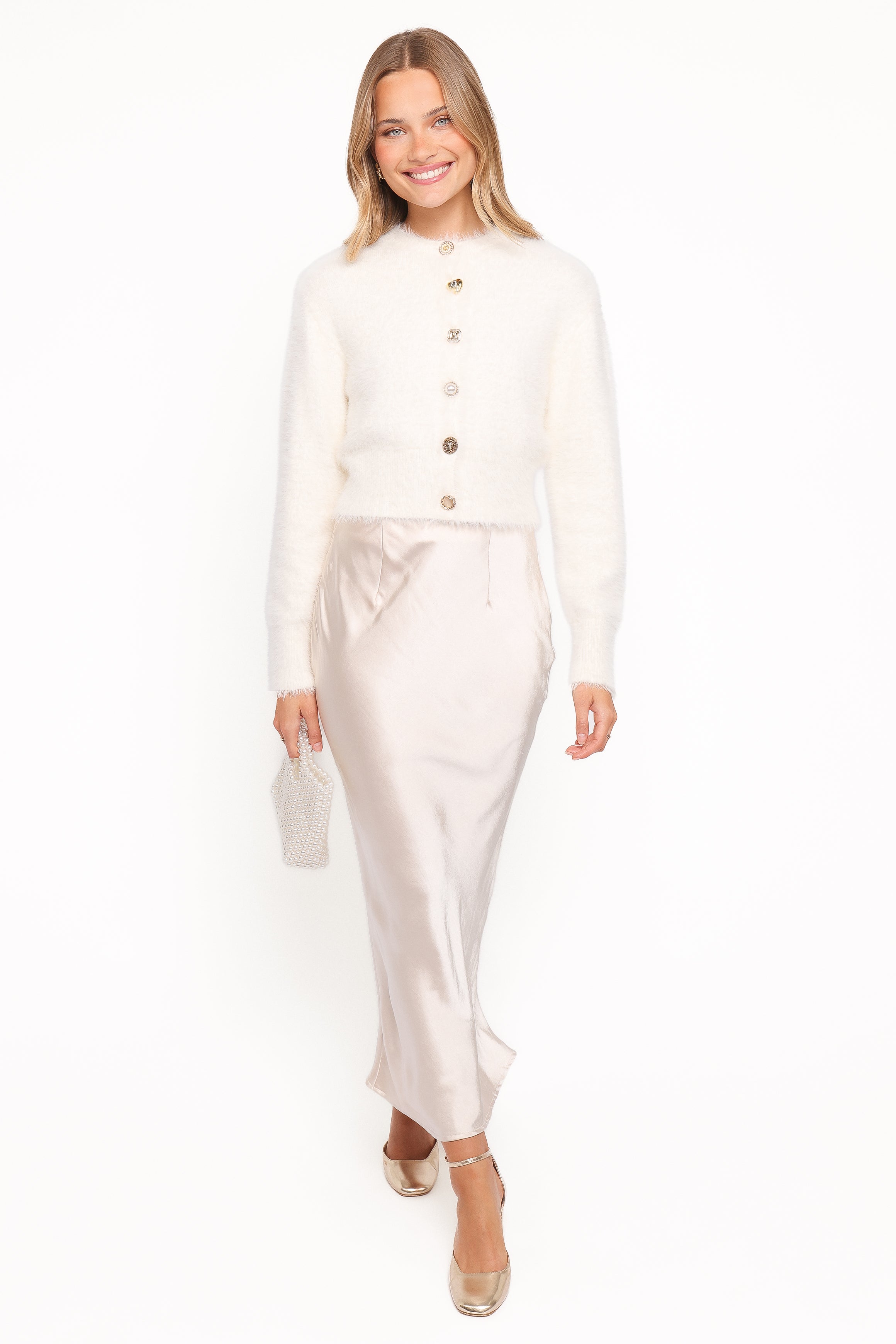 KNITWEAR Jintie Vintage Button Cardigan - Cream
