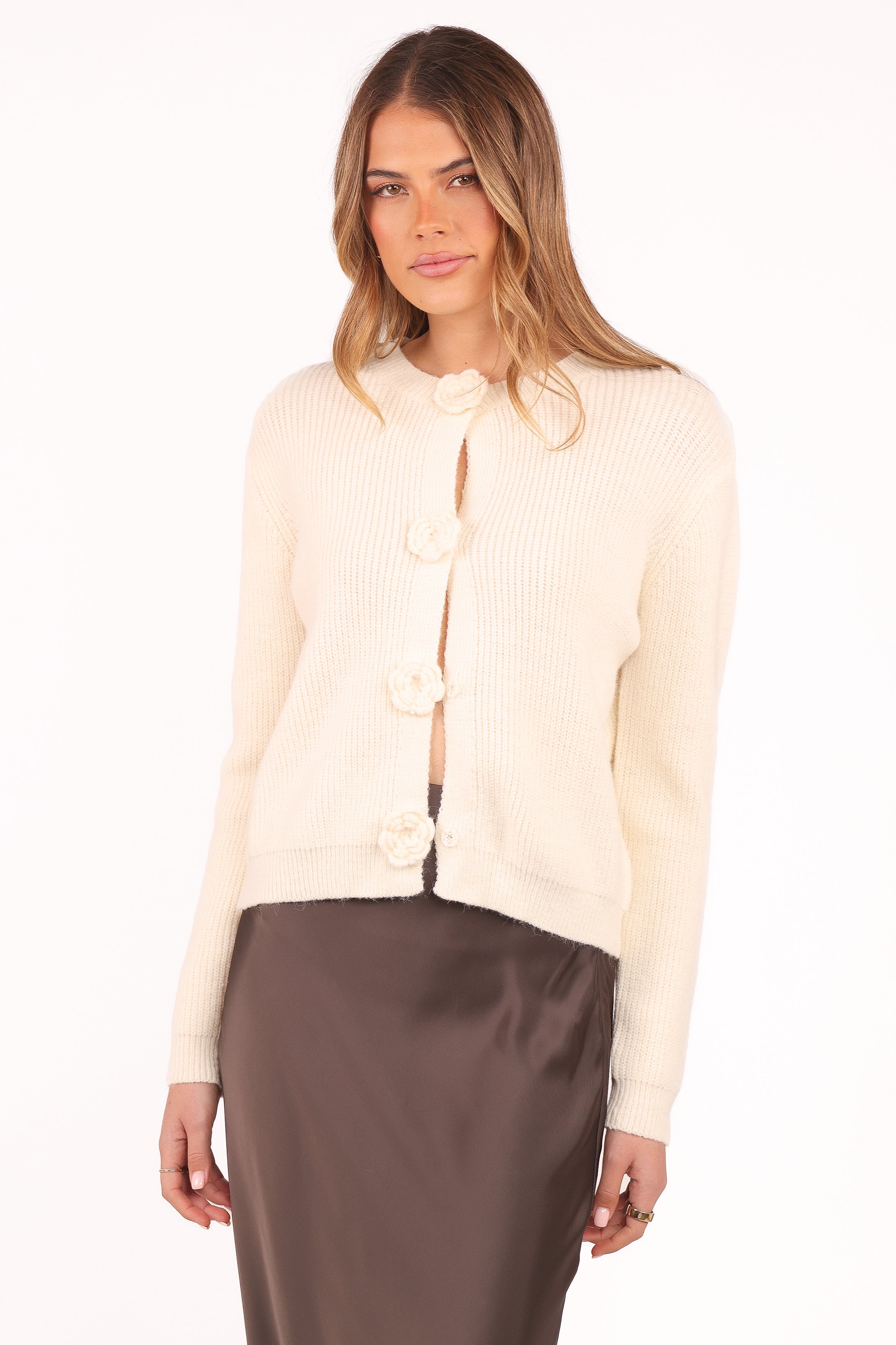 KNITWEAR Jones Rosette Cardigan - Cream