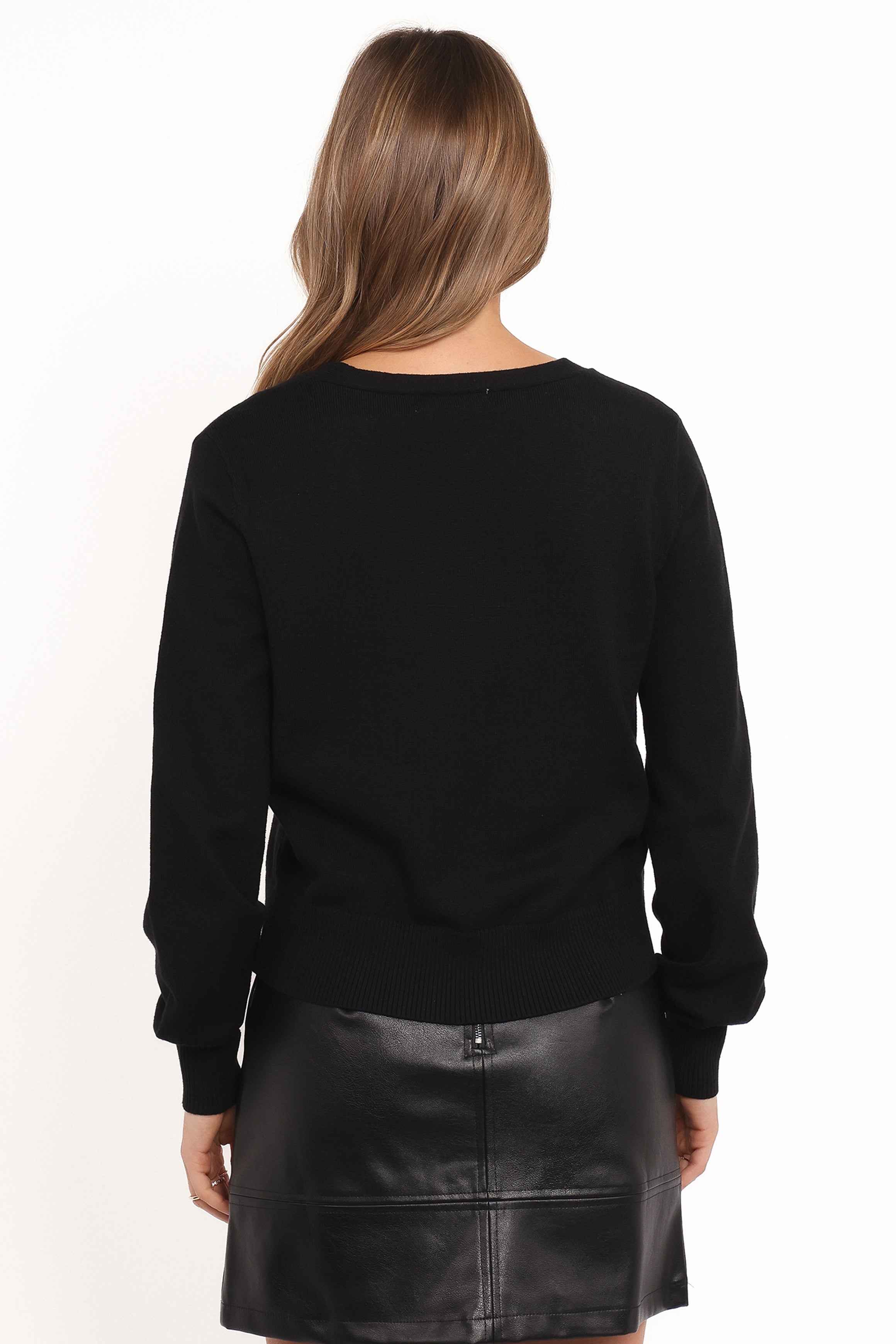 KNITWEAR Josey Bow Button Cardigan - Black