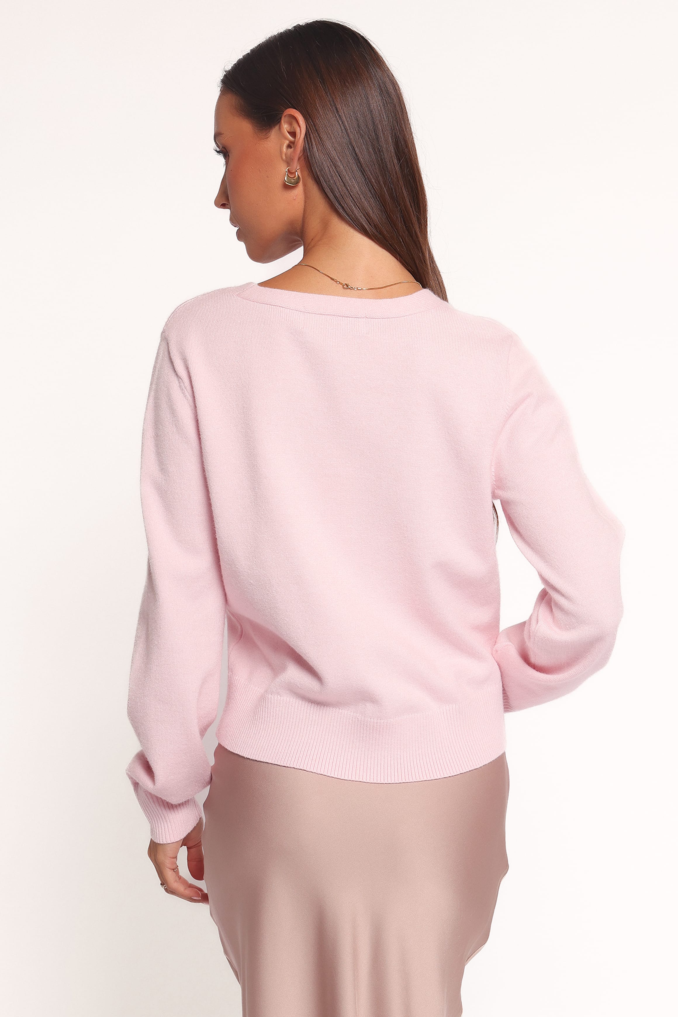 KNITWEAR Josey Bow Button Cardigan - Light Pink