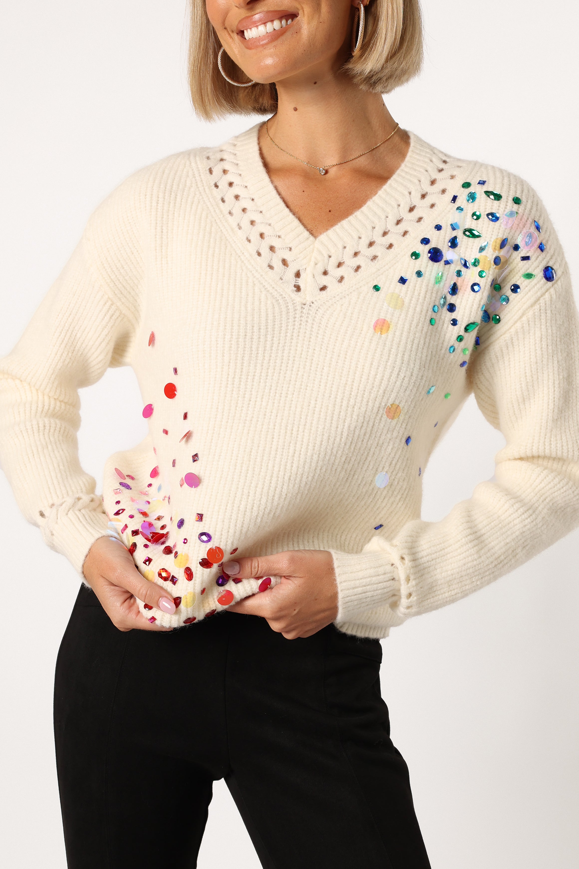 Jewel embellished sweater best sale