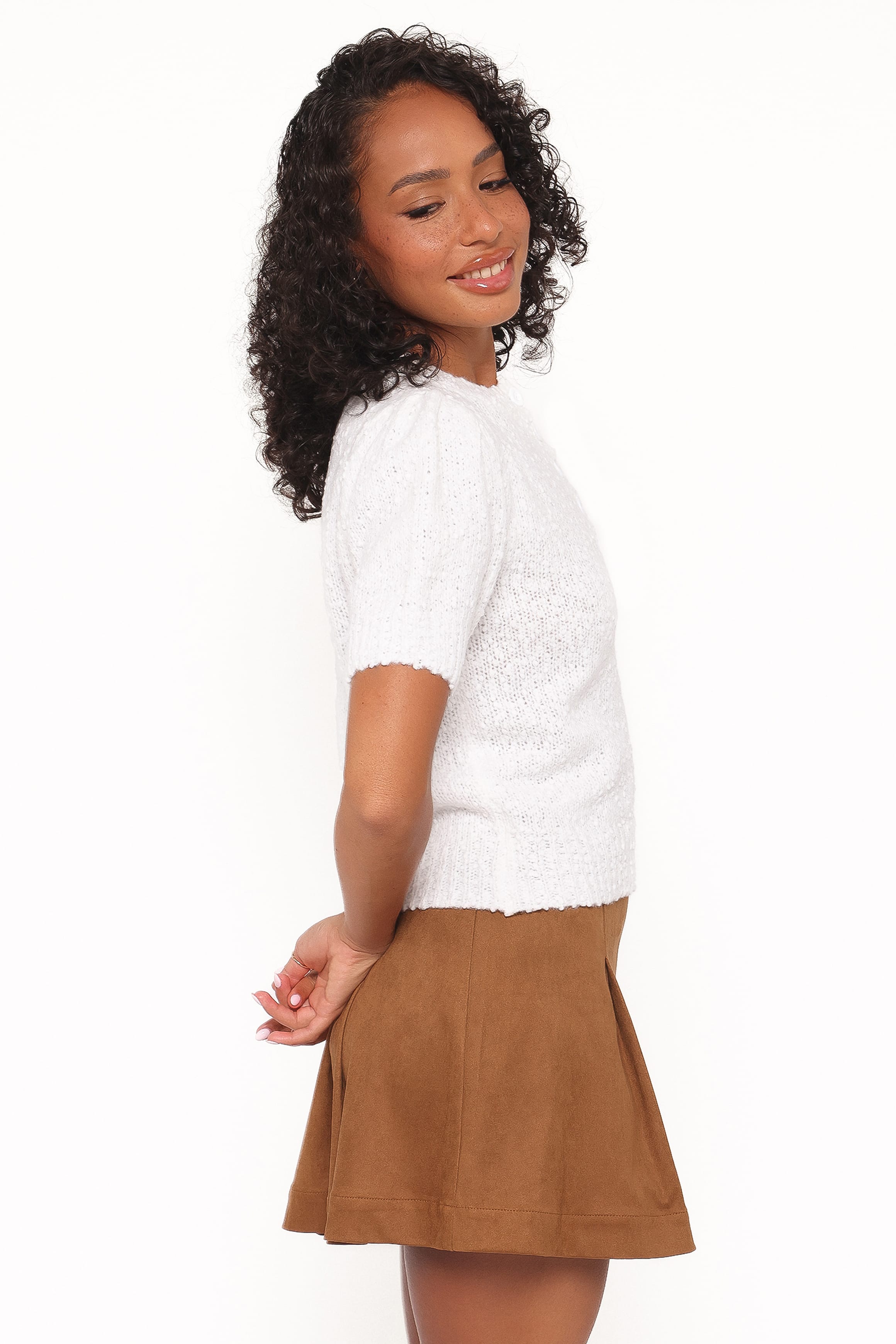 KNITWEAR Kamie Boucle Knit Sweater - White