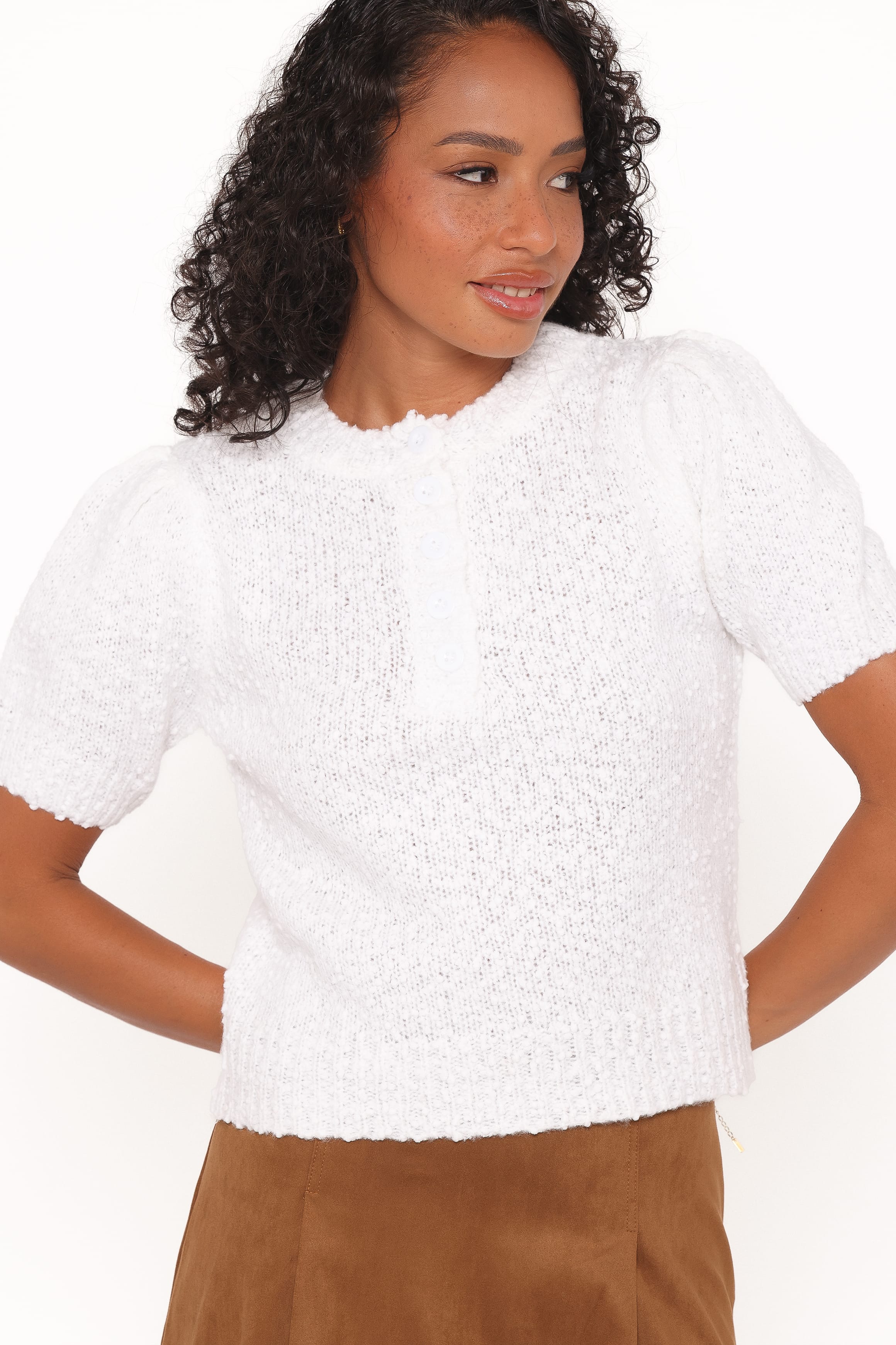 KNITWEAR Kamie Boucle Knit Sweater - White