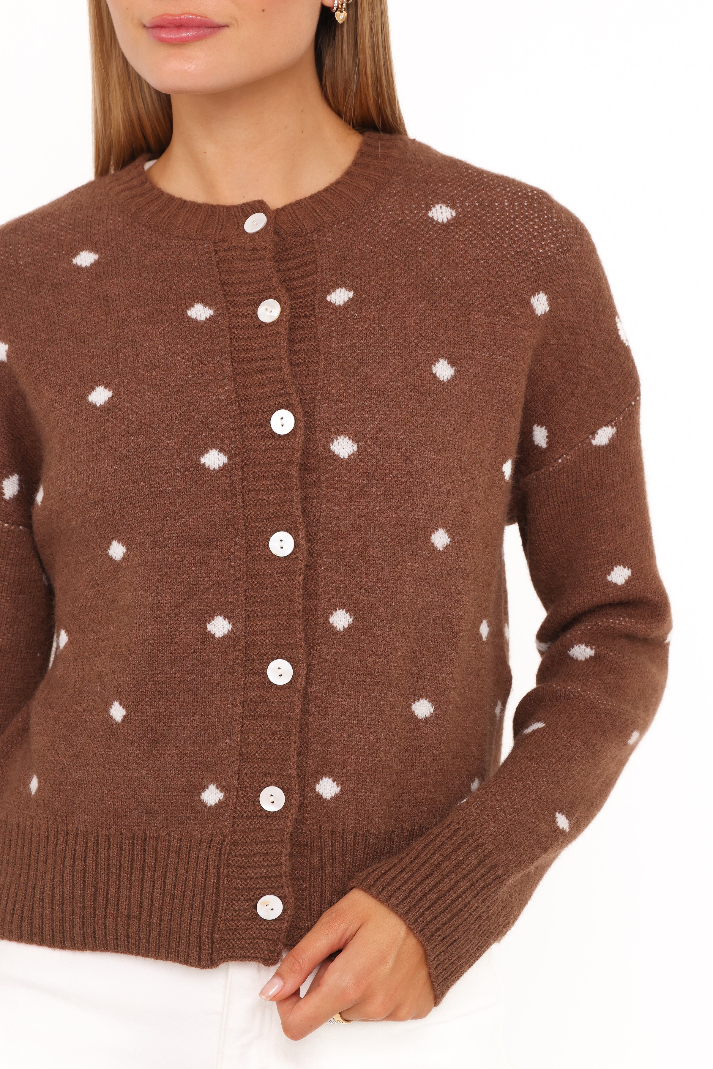 KNITWEAR Karia Polka Dot Cardigan - Brown