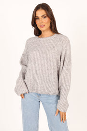 Knitwear @Keily Knit Sweater - Grey