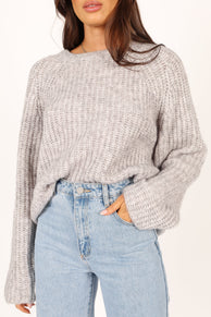Knitwear @Keily Knit Sweater - Grey