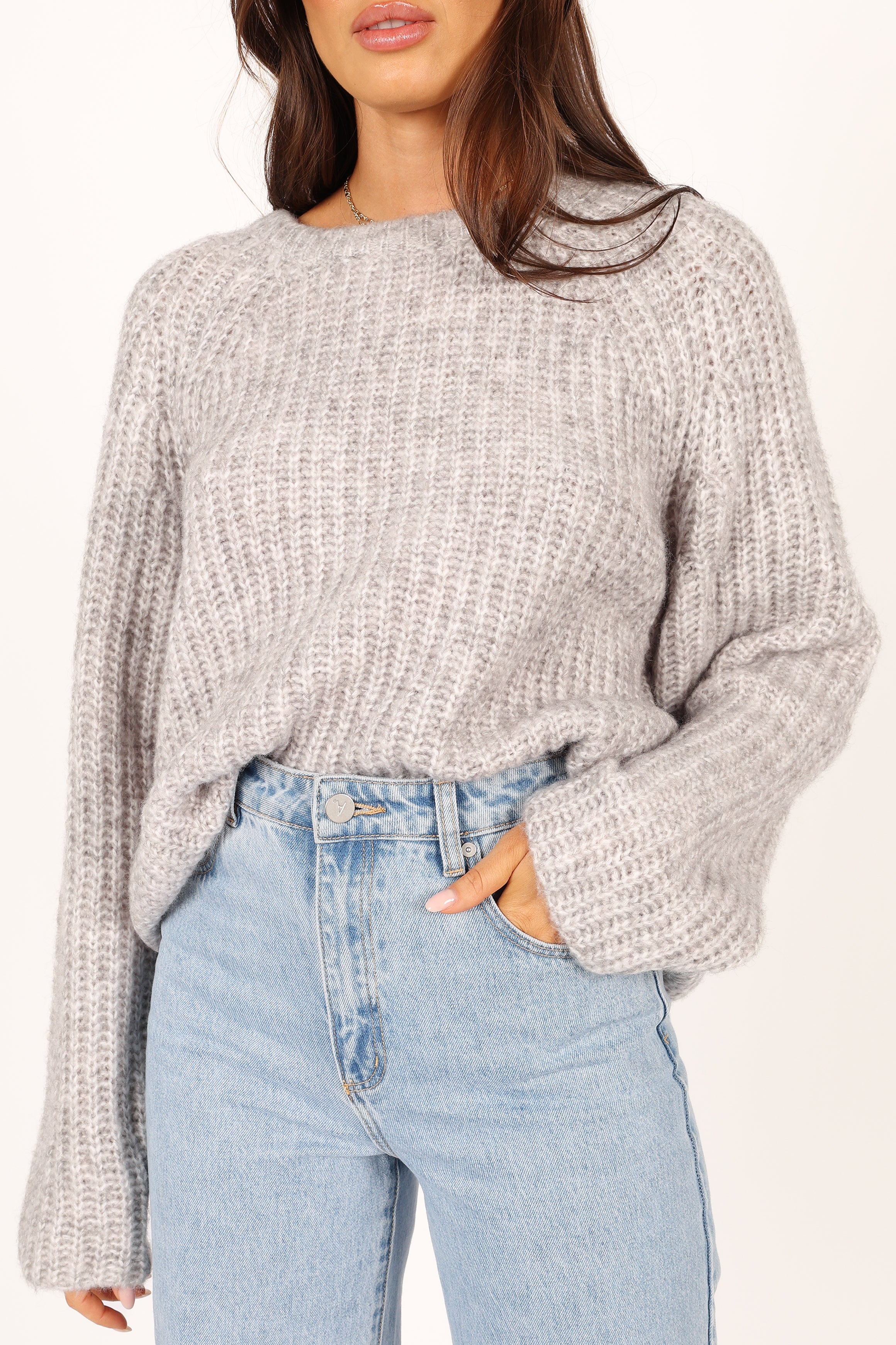 Knitwear @Keily Knit Sweater - Grey