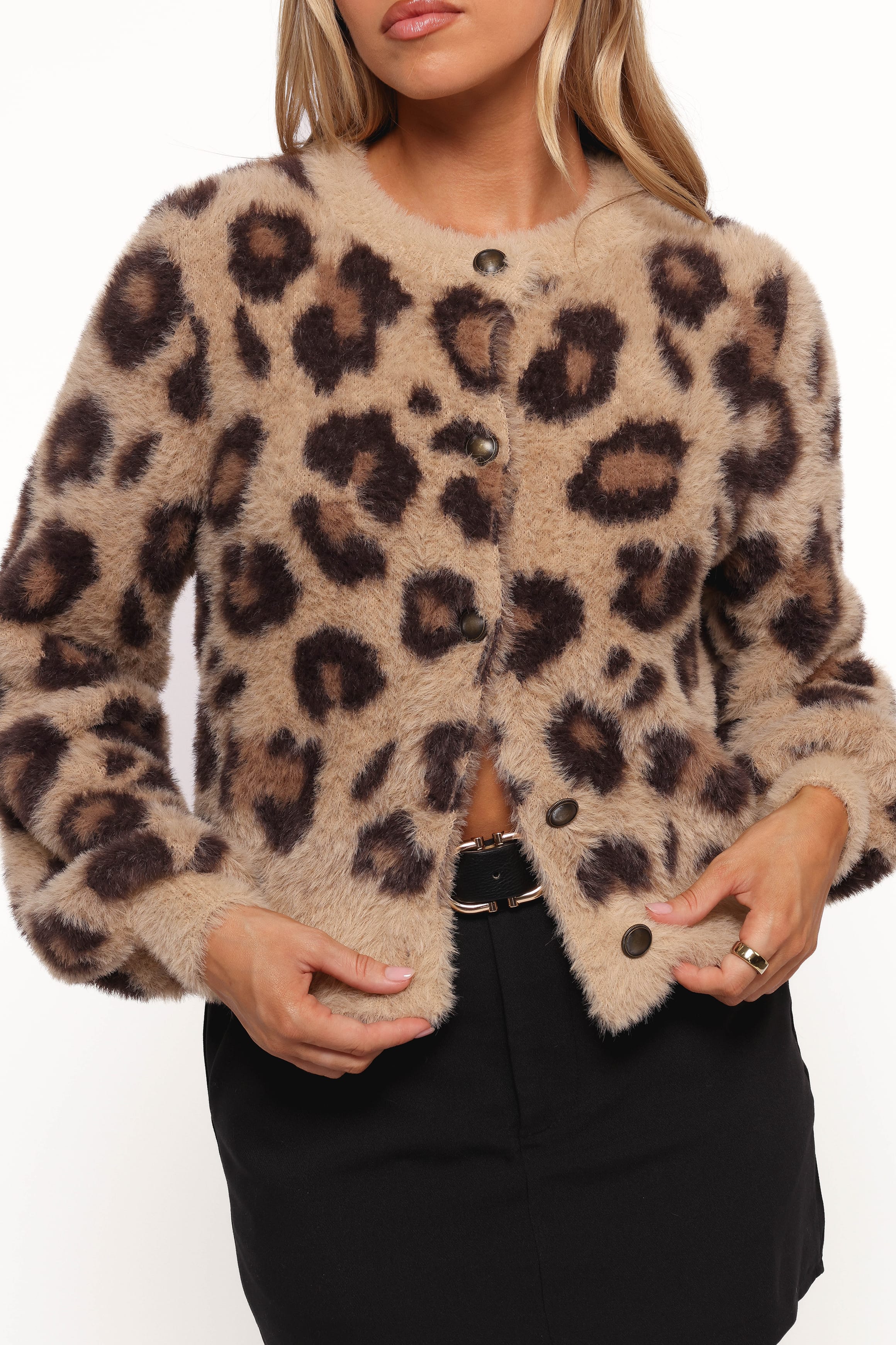 KNITWEAR Kendall Leopard Print Button Front Cardigan - Leopard