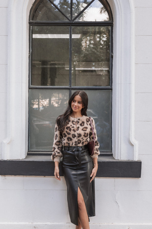 KNITWEAR Kendall Leopard Print Button Front Cardigan - Leopard
