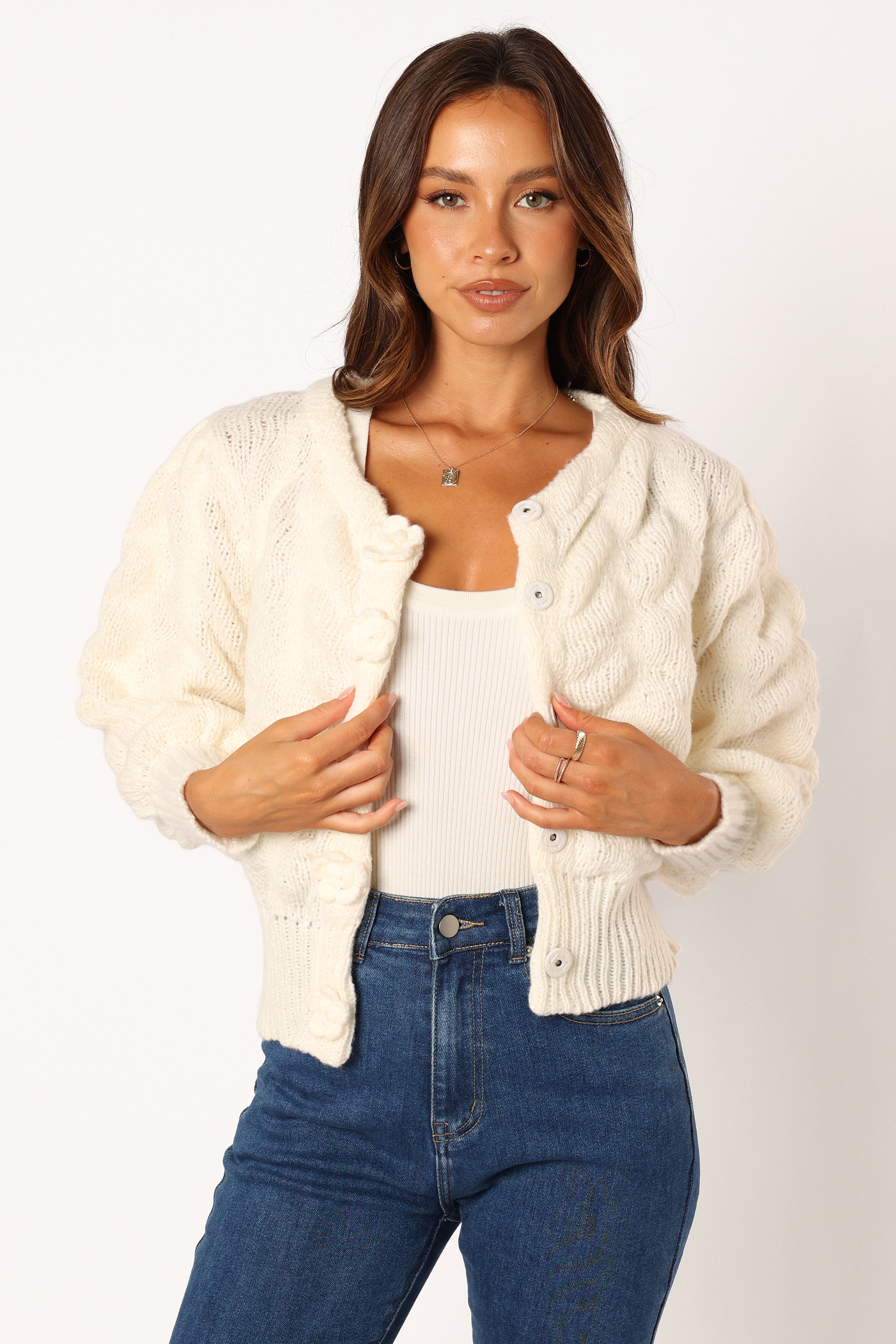 KNITWEAR @Kenia Cardigan - Ivory