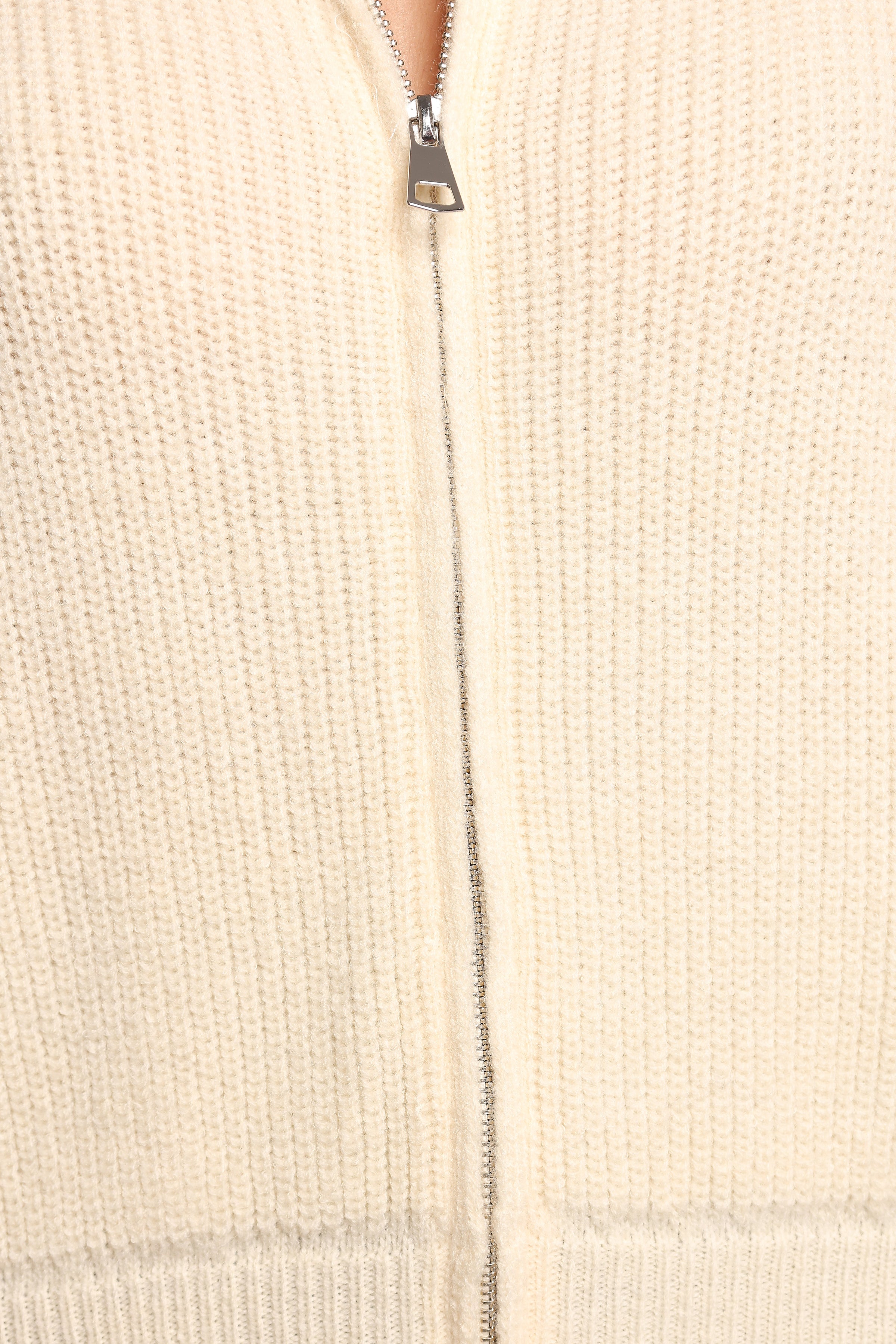 KNITWEAR Kourtney Zip Cardigan - Cream
