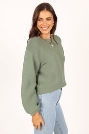Lakelyn Textured Knit Sweater - Khaki - Petal & Pup