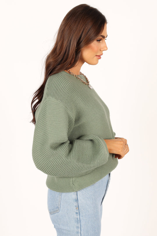 Lakelyn Textured Knit Sweater - Khaki - Petal & Pup