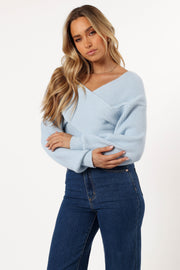 KNITWEAR @Langton Knit Sweater - Pale Blue (Hold for Winter Essentials)