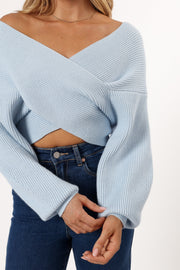 KNITWEAR @Langton Knit Sweater - Pale Blue (Hold for Winter Essentials)