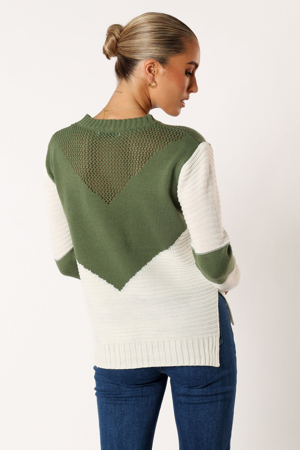 KNITWEAR @Lauryn Knit Sweater - Ivory/Olive