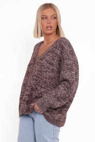 KNITWEAR Libby Oversized Sweater - Brown Marle