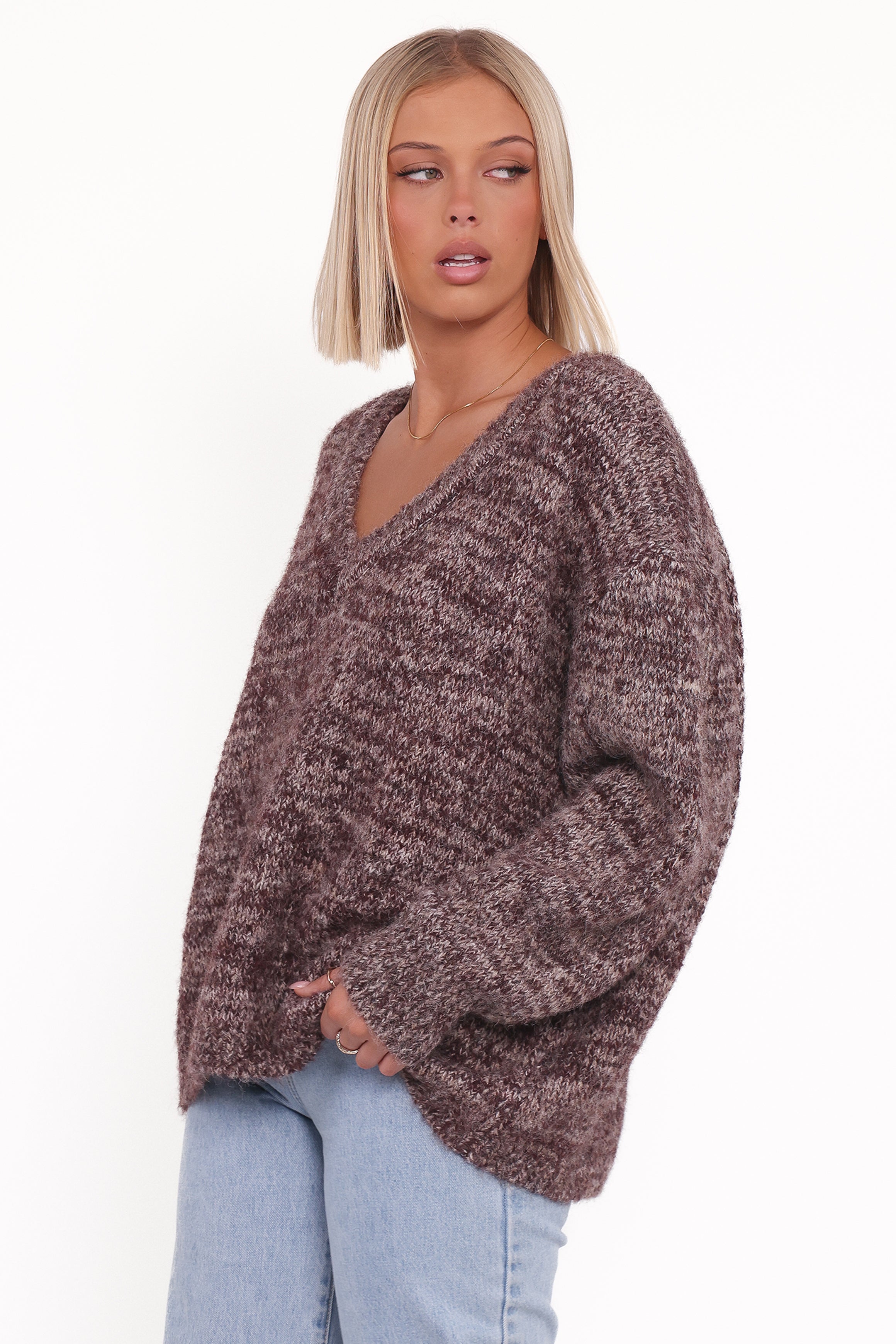 KNITWEAR Libby Oversized Sweater - Brown Marle