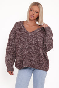KNITWEAR Libby Oversized Sweater - Brown Marle