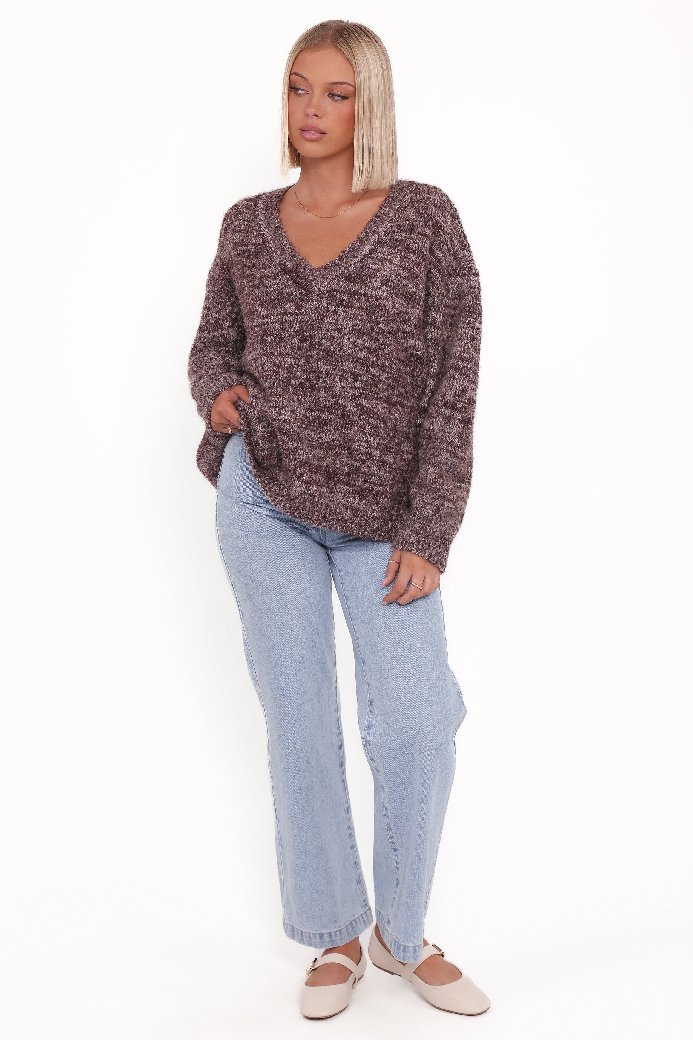 KNITWEAR Libby Oversized Sweater - Brown Marle