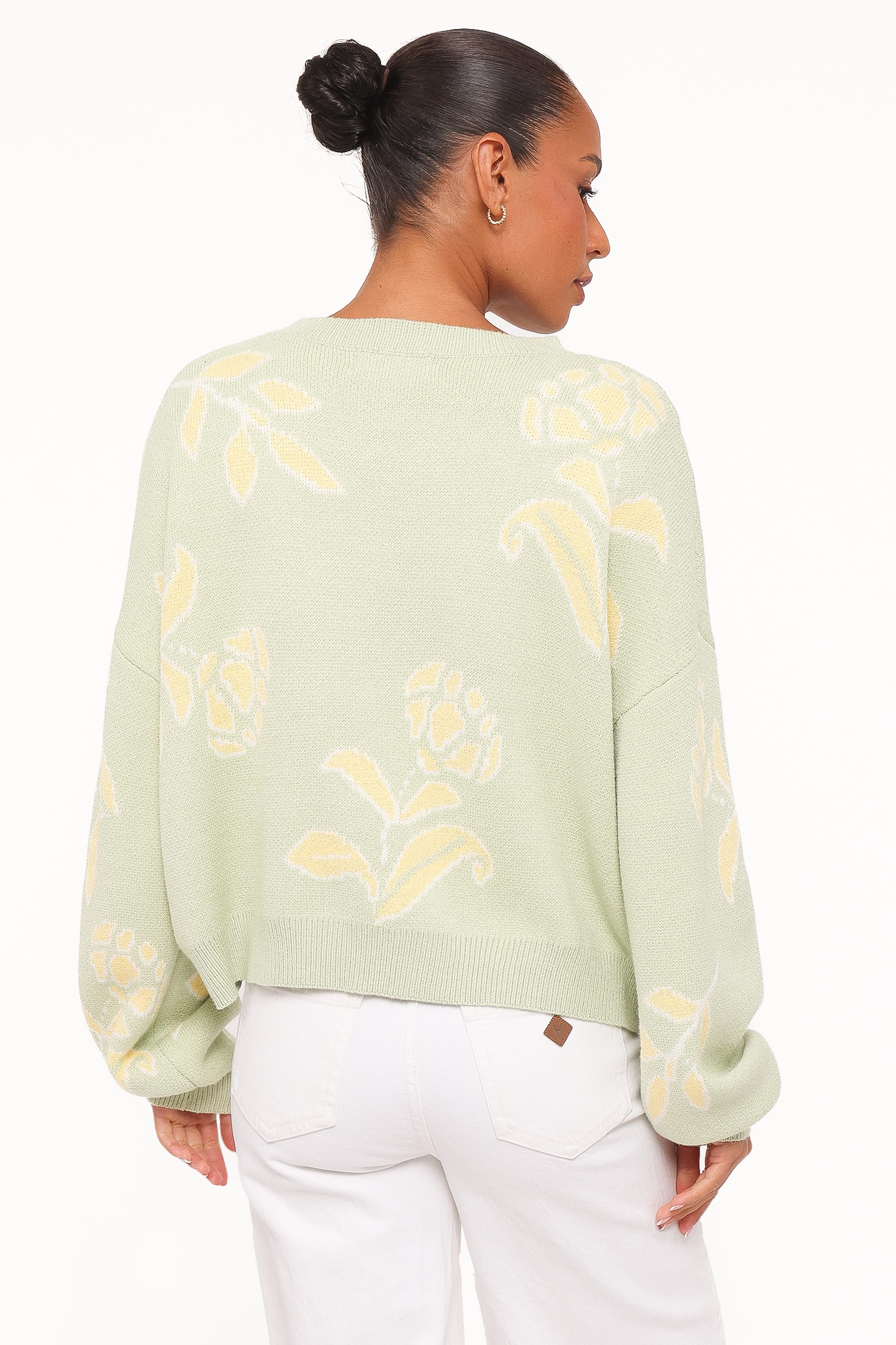 KNITWEAR Lisette Floral Intarsia Sweater - Light Green